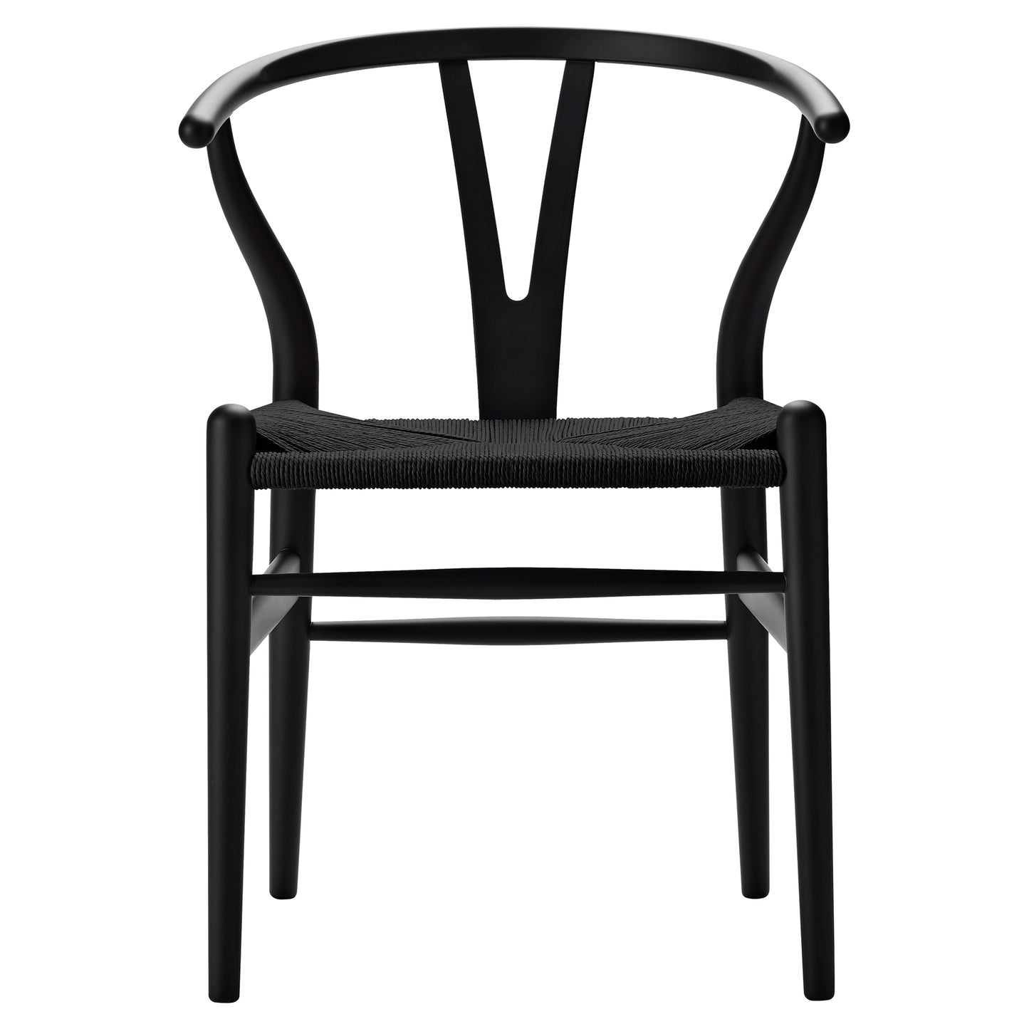 CH24 Wishbone Dining Chair - Black Paper Cord, Black Beech