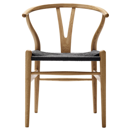 CH24 Wishbone Dining Chair - Black Paper Cord, Oak Oil