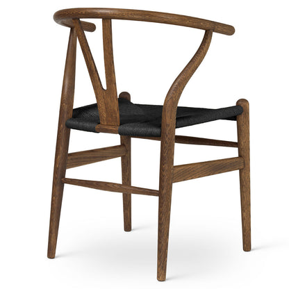 CH24 Wishbone Dining Chair - Black Paper Cord, Oak Smoked Oil