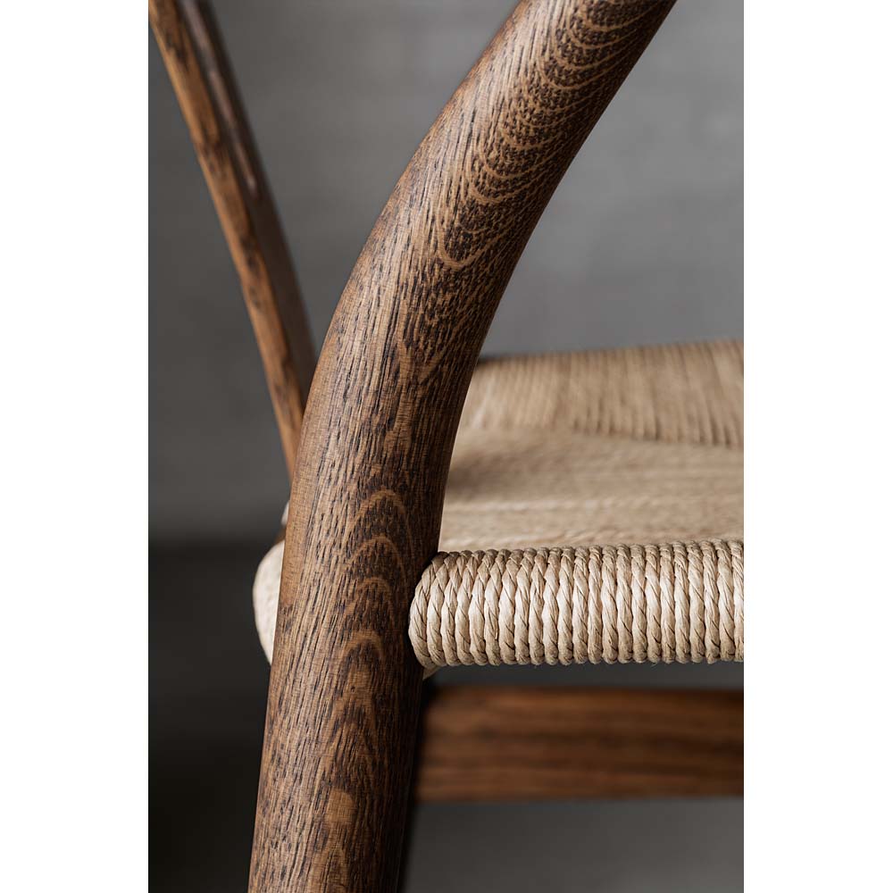 CH24 Wishbone Dining Chair - Black Paper Cord, Oak Smoked Oil
