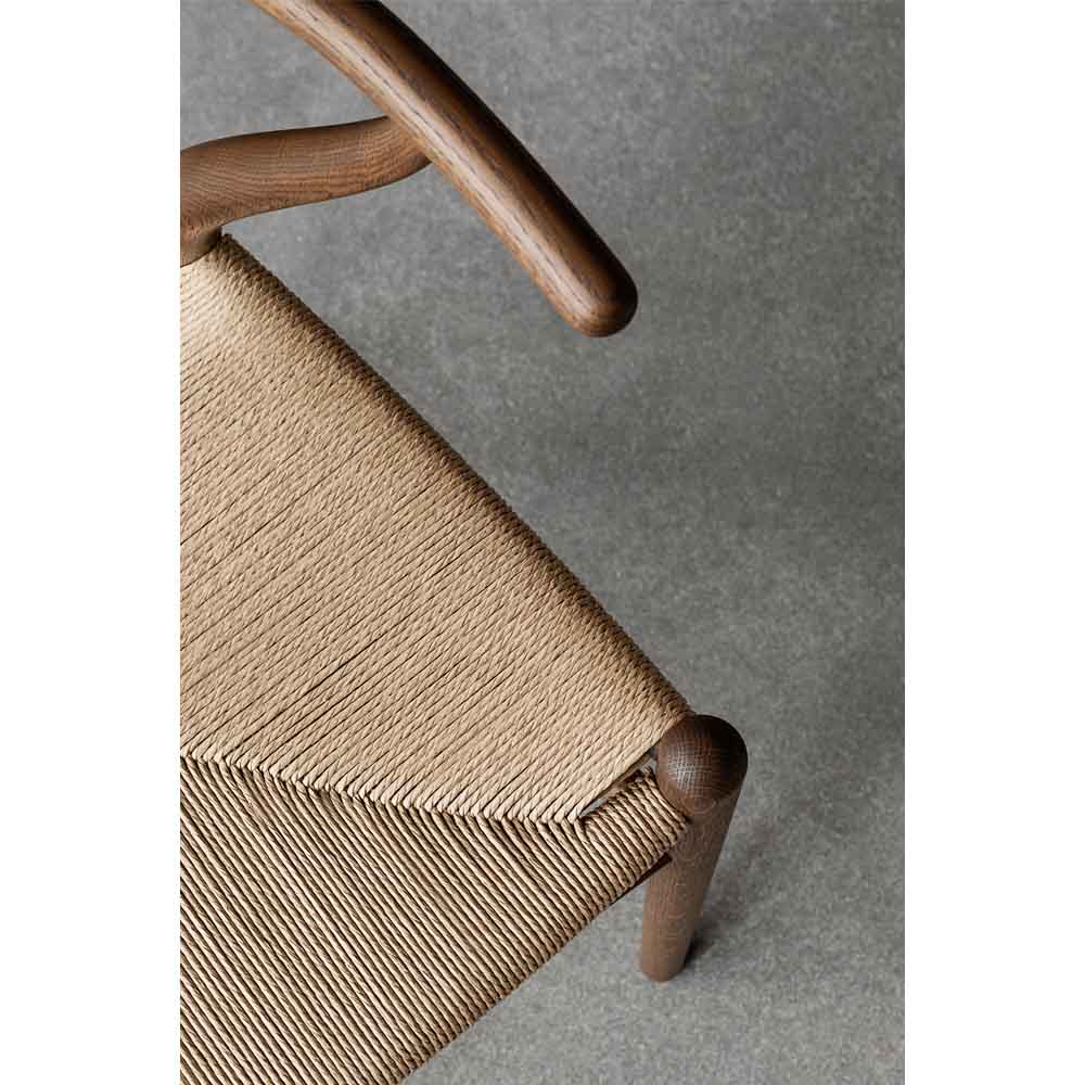 CH24 Wishbone Dining Chair - Black Paper Cord, Oak Smoked Oil