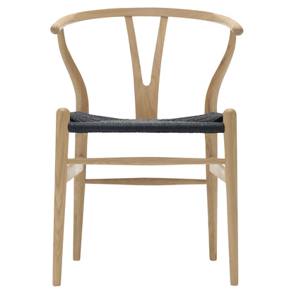 CH24 Wishbone Dining Chair - Black Paper Cord, Oak Soap