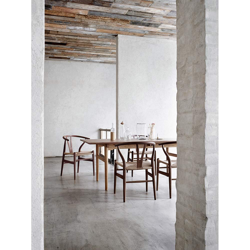 CH24 Wishbone Dining Chair - Black Paper Cord, Walnut Lacquer