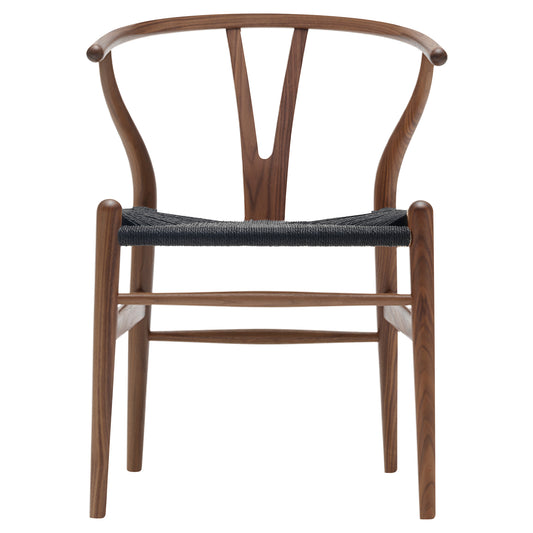 CH24 Wishbone Dining Chair - Black Paper Cord, Walnut Oil