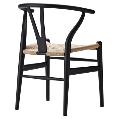 CH24 Wishbone Dining Chair - Natural Paper Cord, Black Beech