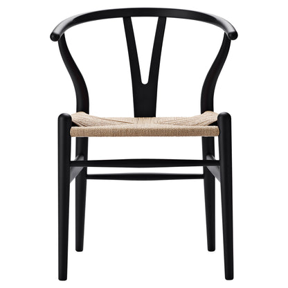 CH24 Wishbone Dining Chair - Natural Paper Cord, Black Beech