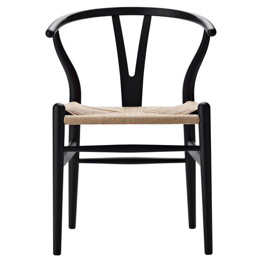 CH24 Wishbone Dining Chair - Natural Paper Cord, Black Beech