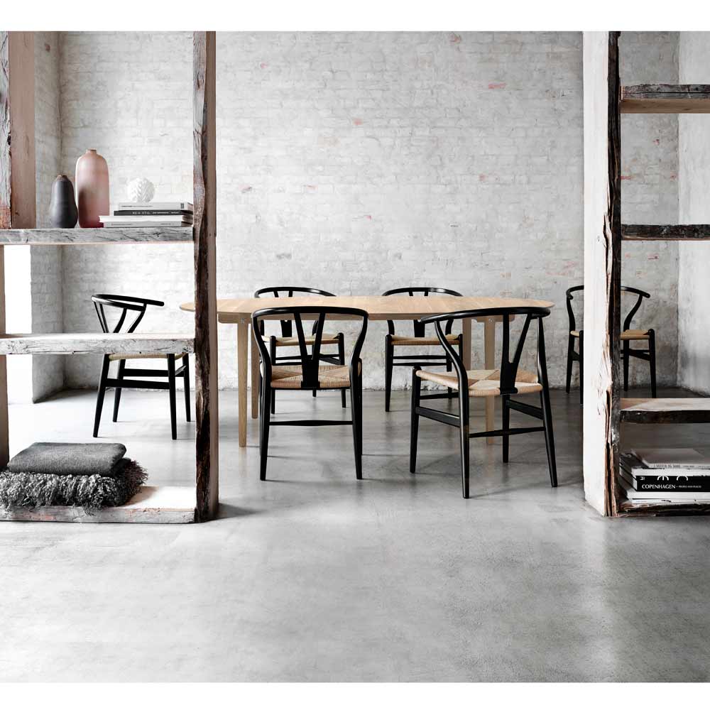 CH24 Wishbone Dining Chair - Natural Paper Cord, Black Oak – Rouse