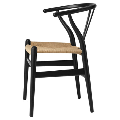 CH24 Wishbone Dining Chair - Natural Paper Cord, Black Oak