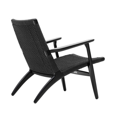 CH25 Easy Lounge Chair - Black Paper Cord, Oak Black Painted