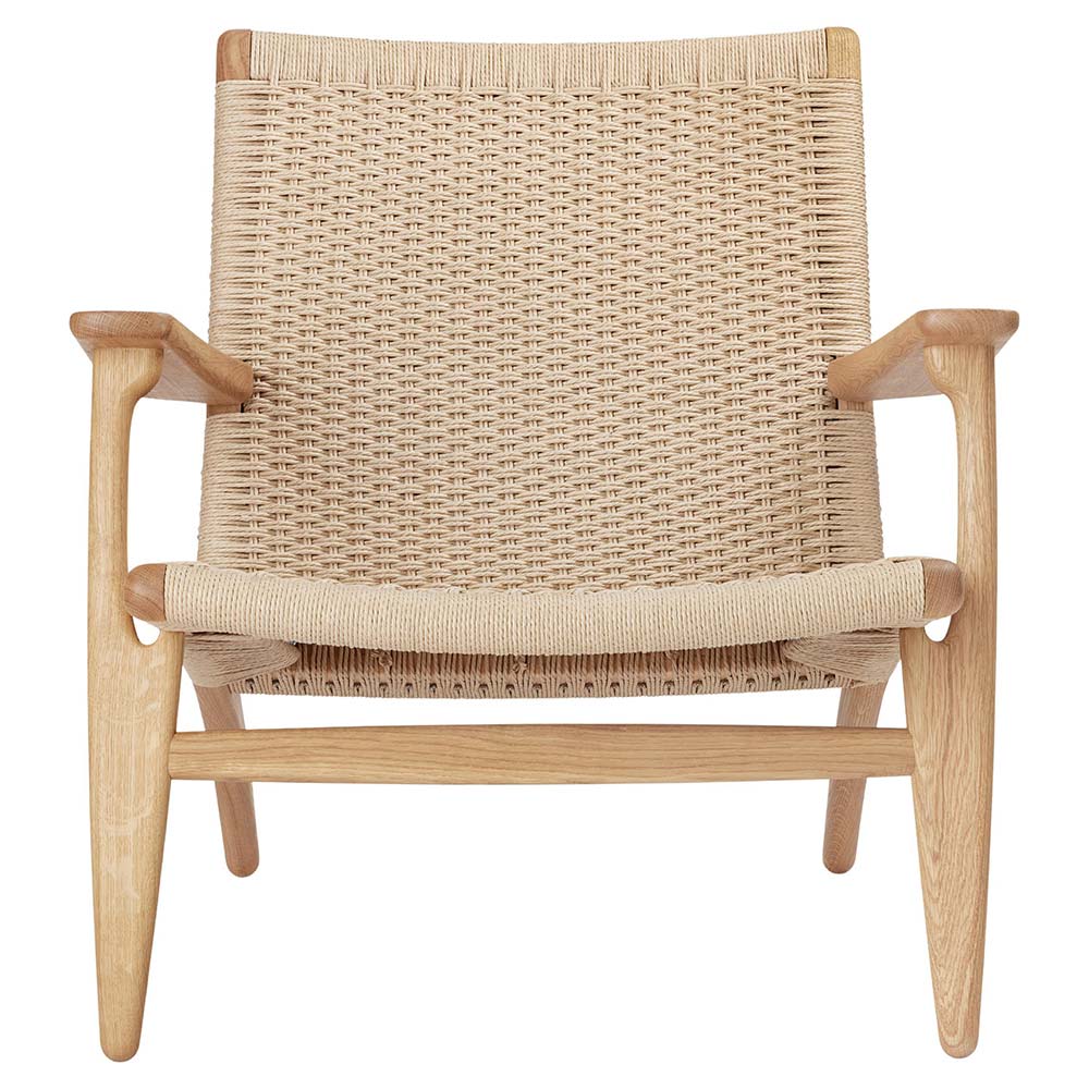 CH25 Easy Lounge Chair - Natural Paper Cord, Oak Oil