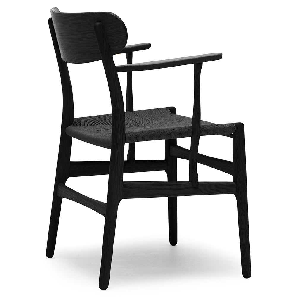 CH26 Dining Chair - Black Paper Cord, Black Oak