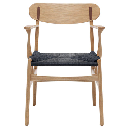 CH26 Dining Chair - Black Paper Cord, Oak