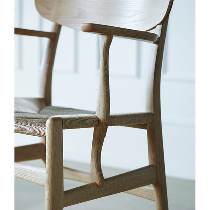 CH26 Dining Chair - Black Paper Cord, Oak