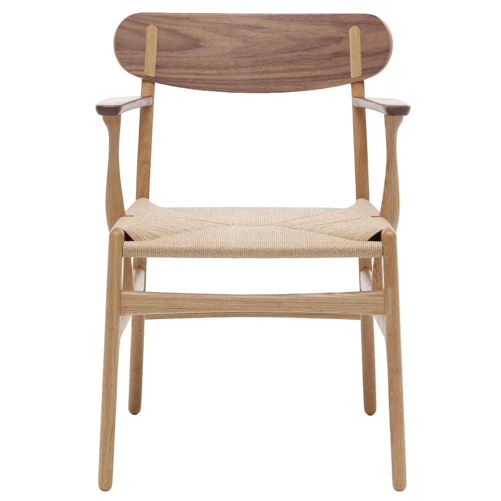 CH26 Dining Chair - Natural Paper Cord, Oak Frame, Walnut Backrest
