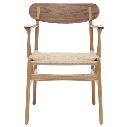 CH26 Dining Chair - Natural Paper Cord, Oak Frame, Walnut Backrest