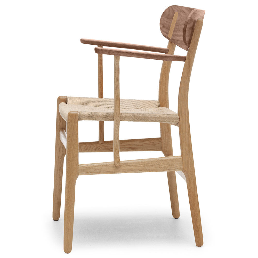 CH26 Dining Chair - Natural Paper Cord, Oak Frame, Walnut Backrest