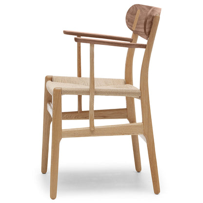 CH26 Dining Chair - Natural Paper Cord, Oak Frame, Walnut Backrest