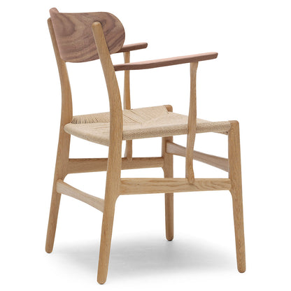 CH26 Dining Chair - Natural Paper Cord, Oak Frame, Walnut Backrest