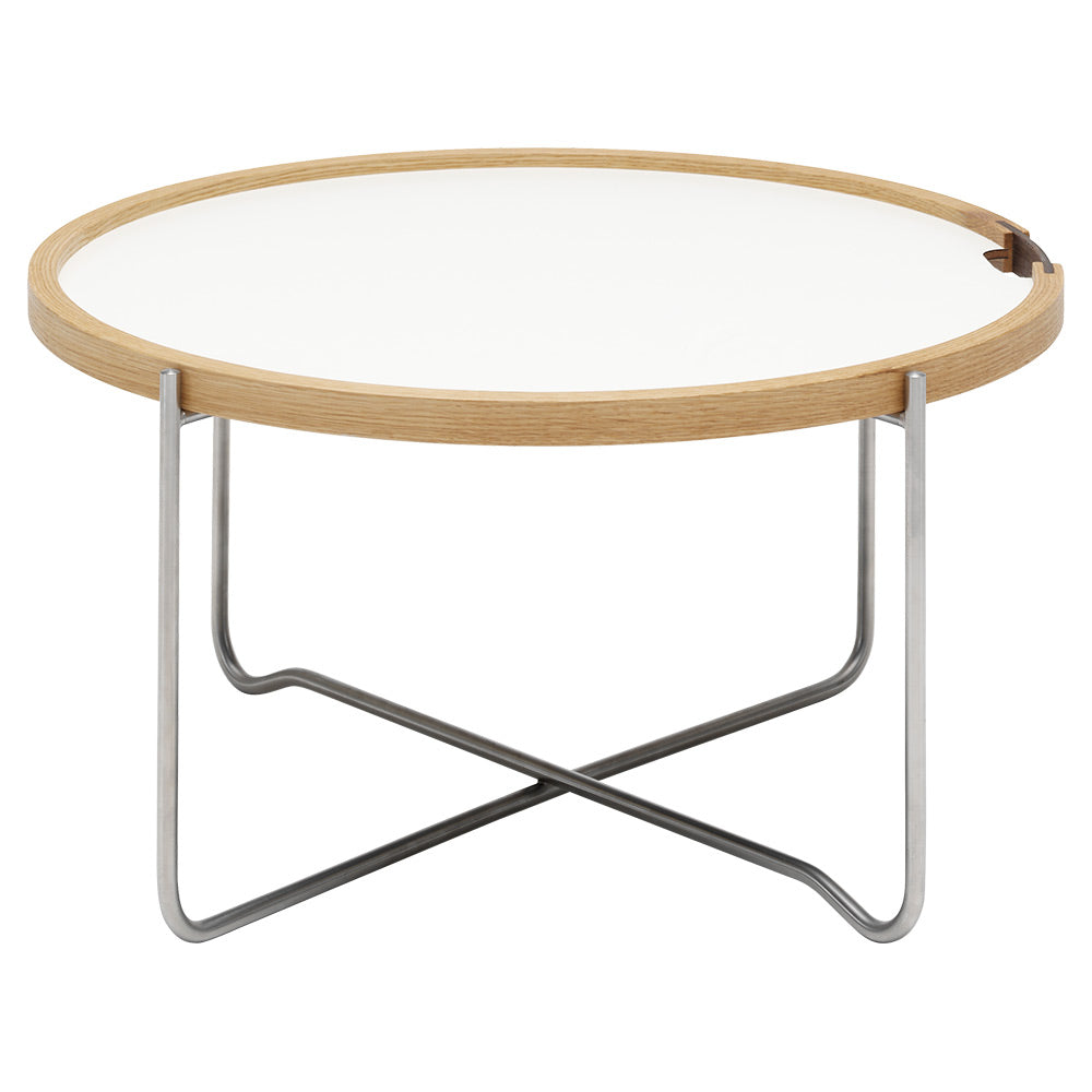 Ch417 Tray Coffee Table - Laminate/Oak, Stainless Steel
