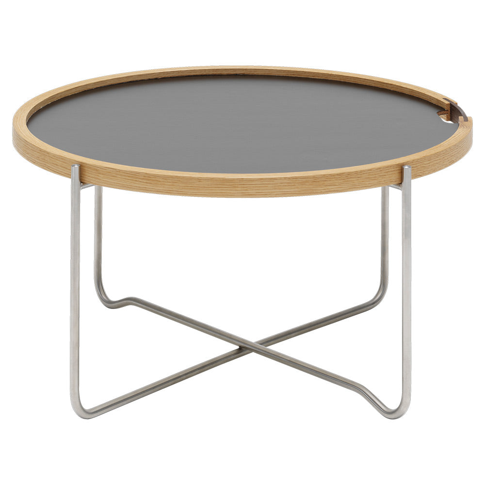 Ch417 Tray Coffee Table - Laminate/Oak, Stainless Steel