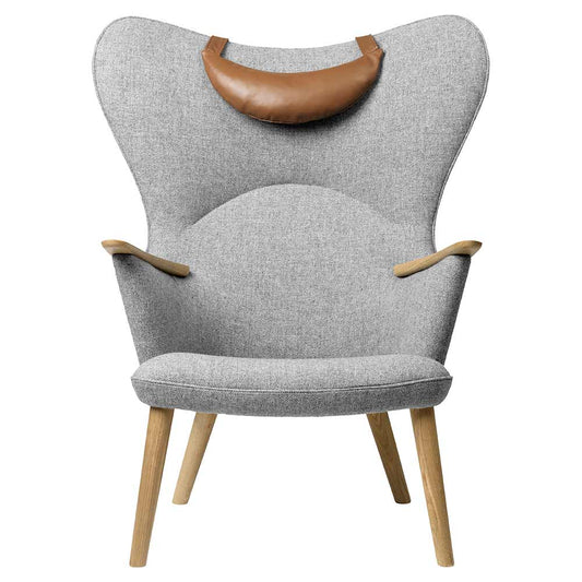 CH78 Mama Bear Lounge Chair With Pillow - Hallingdal 65 130, Pillow Leather Sif 91, Oak Oil