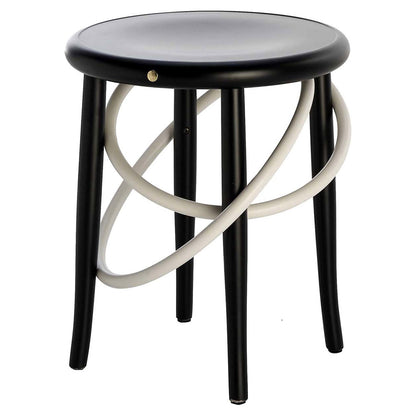 Cirque Two Tone Low Stool - Black Lacquer Base, White Lacquer Ring