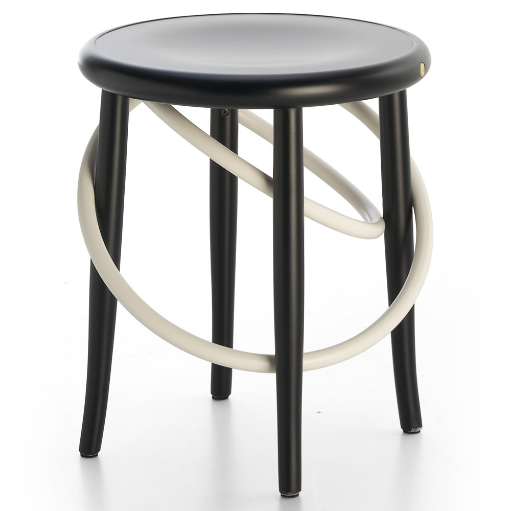 Cirque Two Tone Low Stool - Black Lacquer Base, White Lacquer Ring