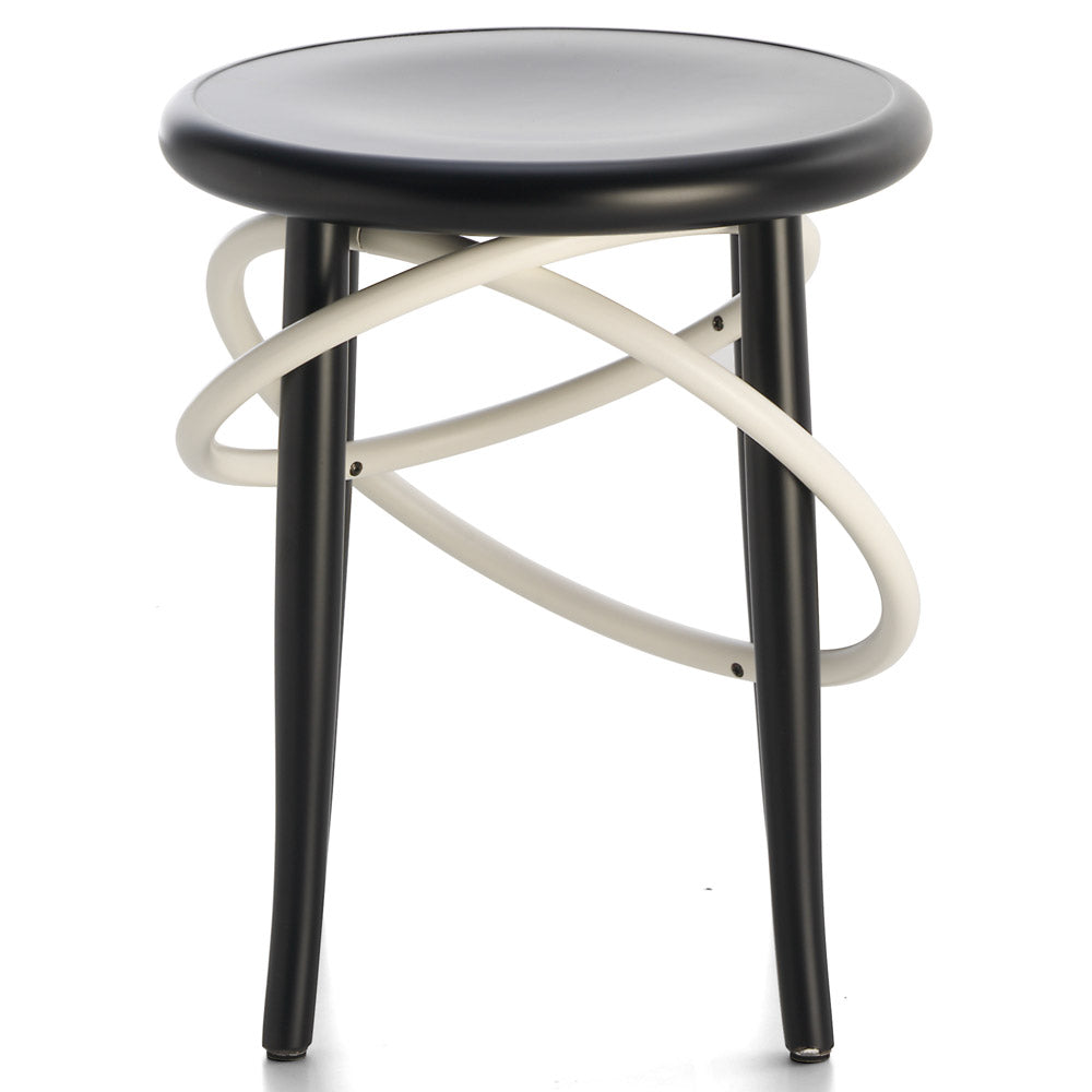 Cirque Two Tone Low Stool - Black Lacquer Base, White Lacquer Ring