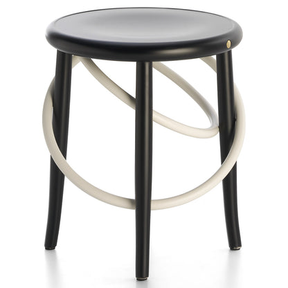 Cirque Two Tone Low Stool - Black Lacquer Base, White Lacquer Ring