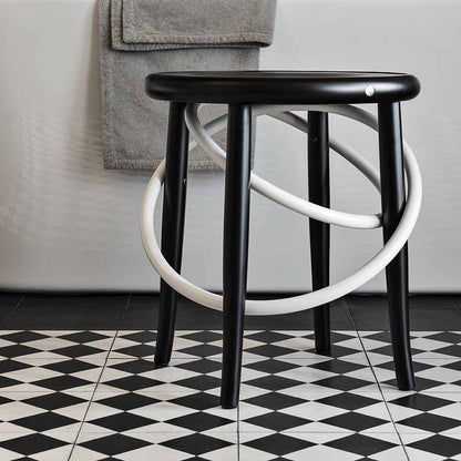 Cirque Two Tone Low Stool - Black Lacquer Base, White Lacquer Ring