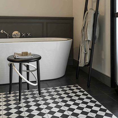 Cirque Two Tone Low Stool - Black Lacquer Base, White Lacquer Ring