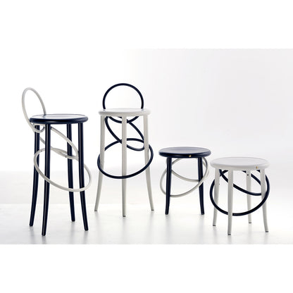 Cirque Two Tone Low Stool - Black Lacquer Base, White Lacquer Ring