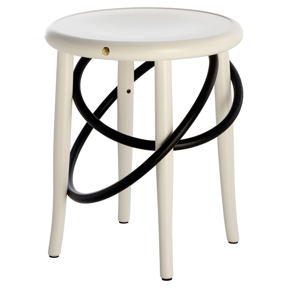Cirque Two Tone Low Stool - White Lacquer Base, Black Lacquer Ring