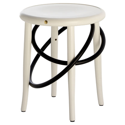 Cirque Two Tone Low Stool - White Lacquer Base, Black Lacquer Ring