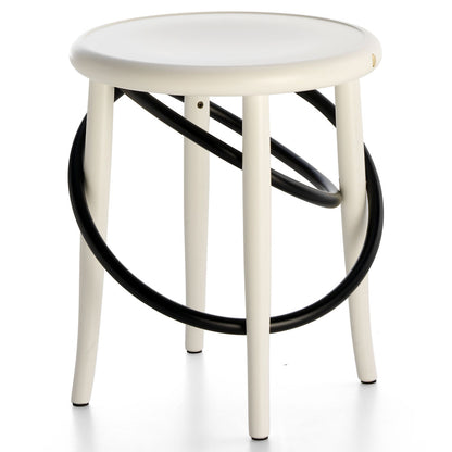 Cirque Two Tone Low Stool - White Lacquer Base, Black Lacquer Ring