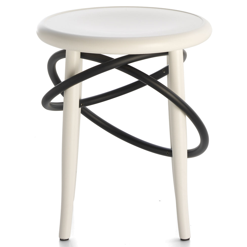 Cirque Two Tone Low Stool - White Lacquer Base, Black Lacquer Ring