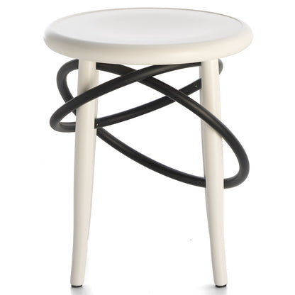 Cirque Two Tone Low Stool - White Lacquer Base, Black Lacquer Ring