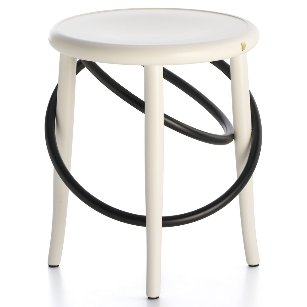 Cirque Two Tone Low Stool - White Lacquer Base, Black Lacquer Ring