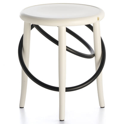 Cirque Two Tone Low Stool - White Lacquer Base, Black Lacquer Ring