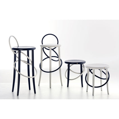 Cirque Two Tone Low Stool - White Lacquer Base, Black Lacquer Ring