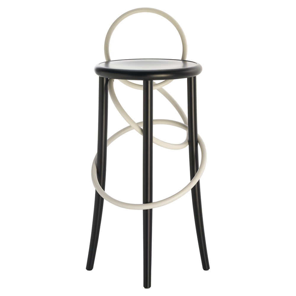 Cirque Two Tone Tall Stool - Black Lacquer Base, White Lacquer Ring