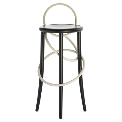 Cirque Two Tone Tall Stool - Black Lacquer Base, White Lacquer Ring