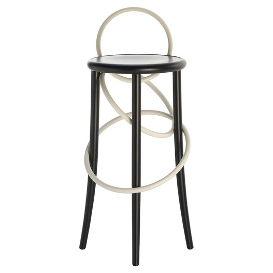 Cirque Two Tone Tall Stool - Black Lacquer Base, White Lacquer Ring