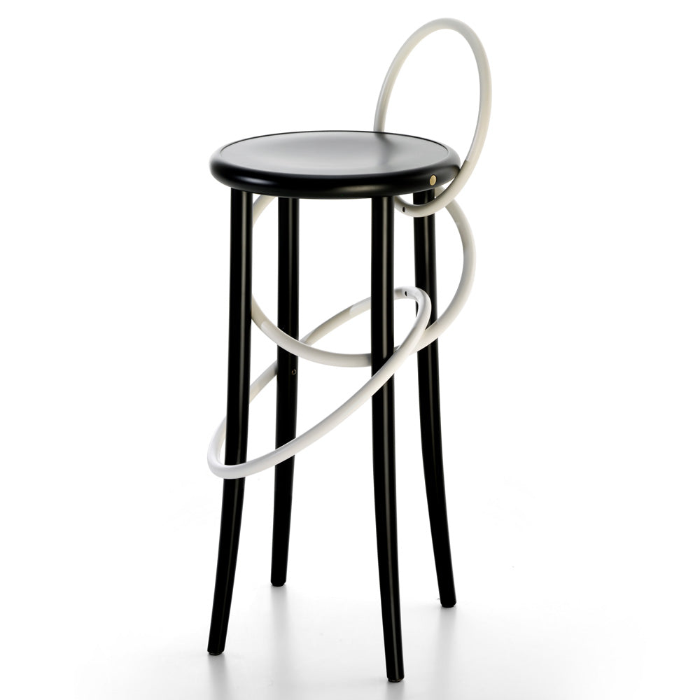 Cirque Two Tone Tall Stool - Black Lacquer Base, White Lacquer Ring