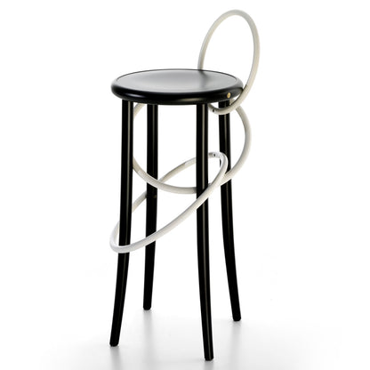 Cirque Two Tone Tall Stool - Black Lacquer Base, White Lacquer Ring