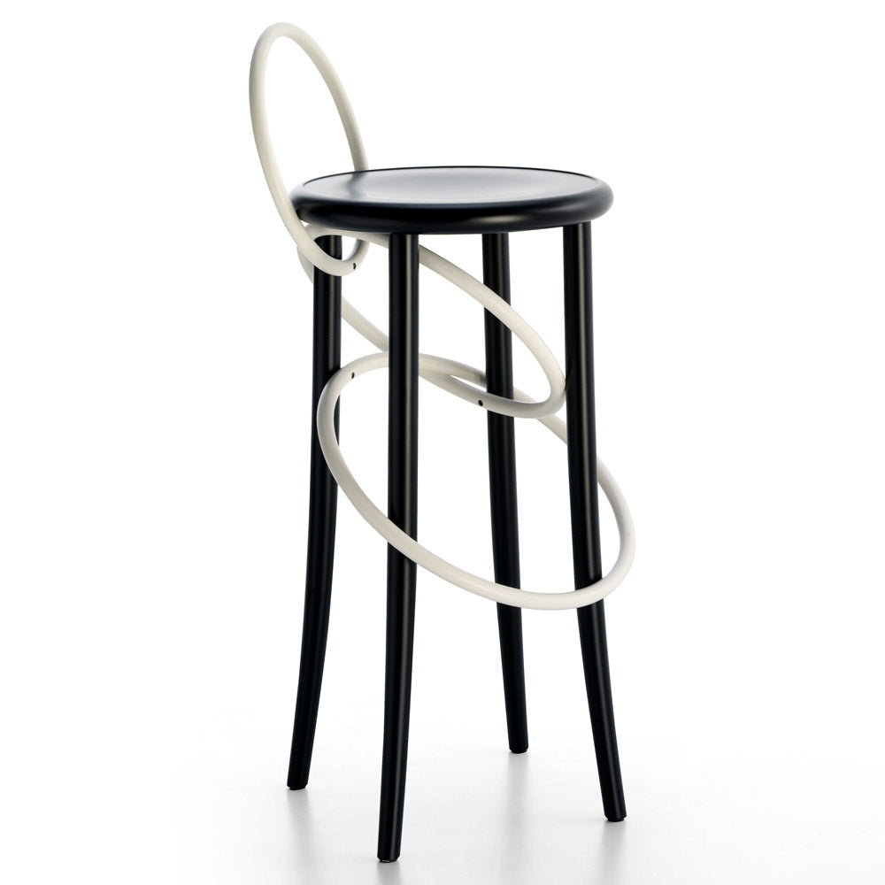 Cirque Two Tone Tall Stool - Black Lacquer Base, White Lacquer Ring