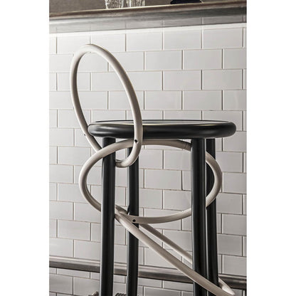 Cirque Two Tone Tall Stool - Black Lacquer Base, White Lacquer Ring