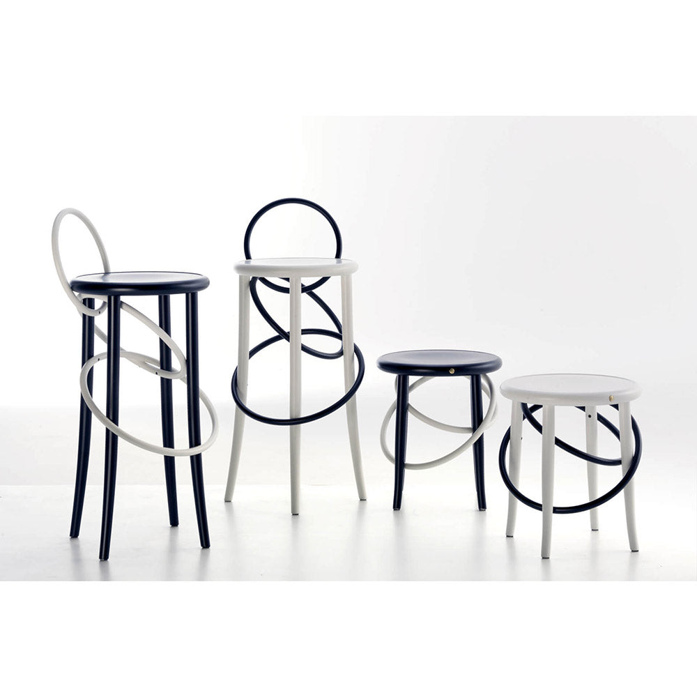 Cirque Two Tone Tall Stool - Black Lacquer Base, White Lacquer Ring