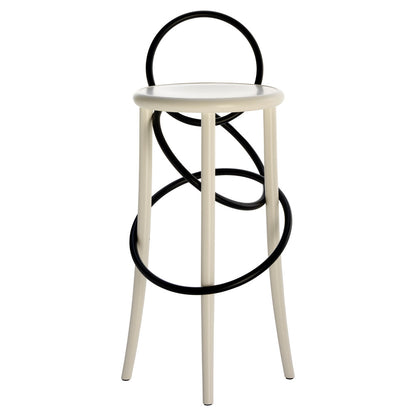 Cirque Two Tone Tall Stool - White Lacquer Base, Black Lacquer Ring